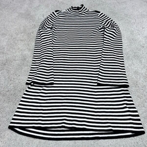 Express Sweater Dress Black White Striped Long Sleeve Pullover Women’s Large